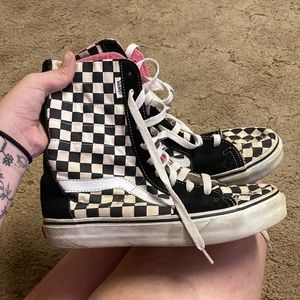 Vans checkered print high top